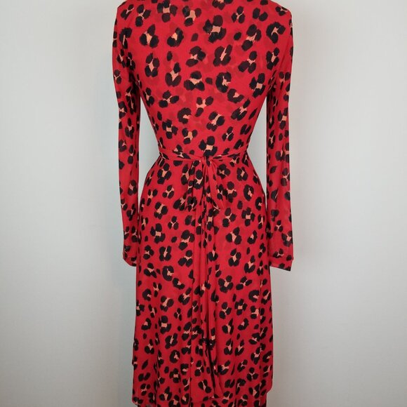CAbi Sexy 5771 Siren Red Leopard Nylon Net Midi Wrap Dress * Ladies Size XS NEW - Picture 6 of 11